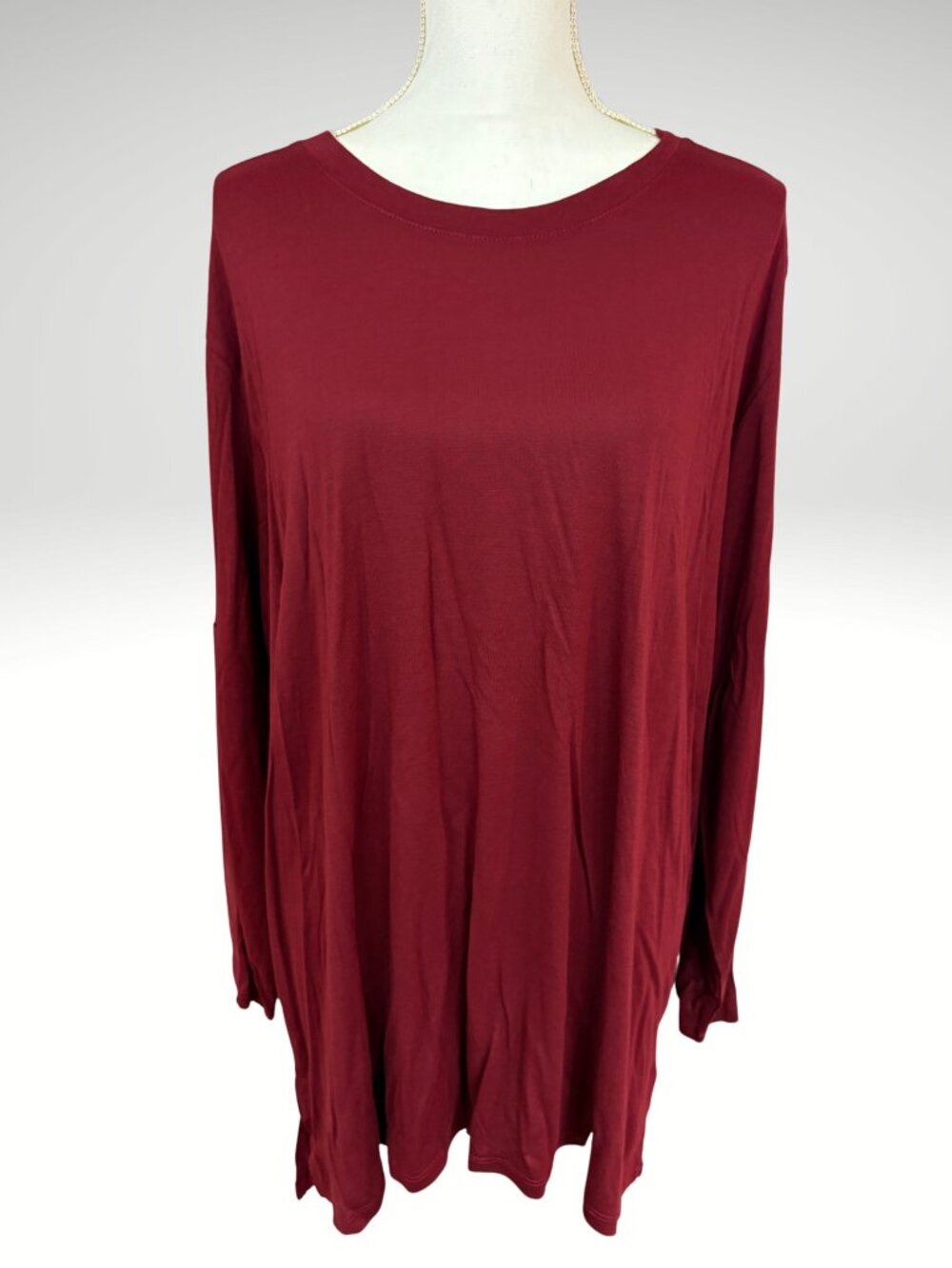 NWT Maroon Dark Academia Tunic Velvet Sleeve Plus 2X Joe Fresh (SKU: 62W)